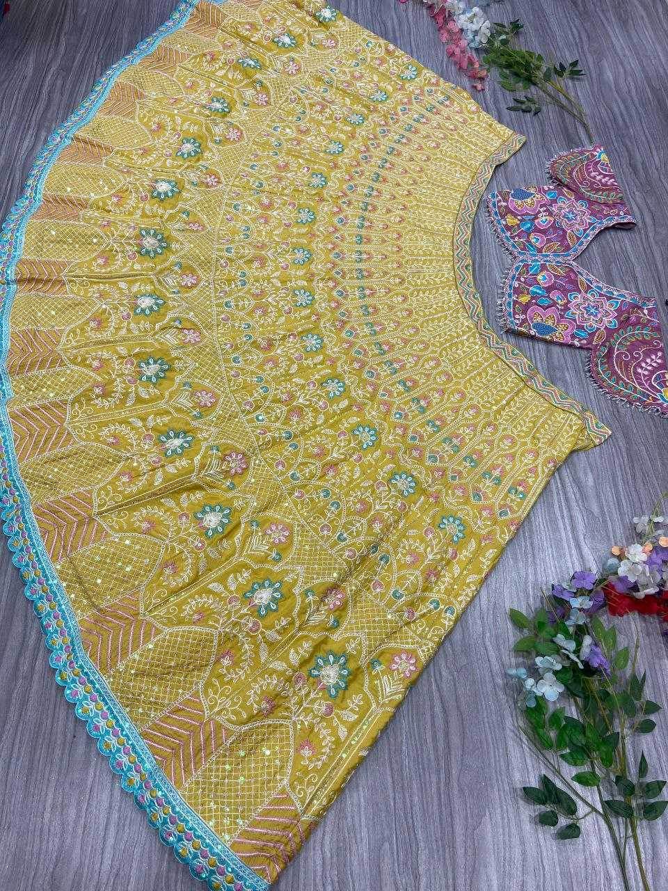Kasturi Silk Embroidered Sequins Lehenga With Cancan - MYLUXURY LANE ENTERPRISE